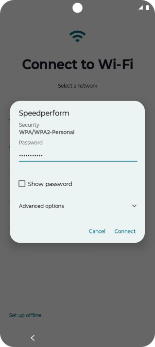 Key in the password for the Wi-Fi network and press Connect.