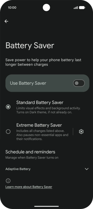 Press the required settings to turn them on or off.