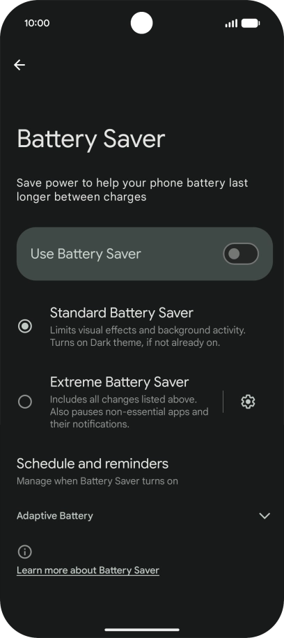 Press the required settings to turn them on or off.