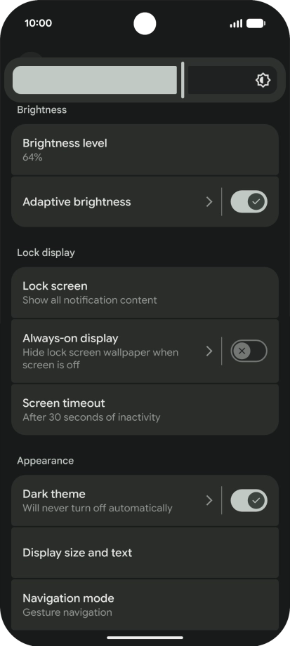 Drag the indicator right or left to set the brightness manually.