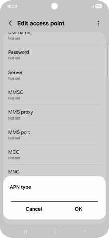 Key in default and press OK.
