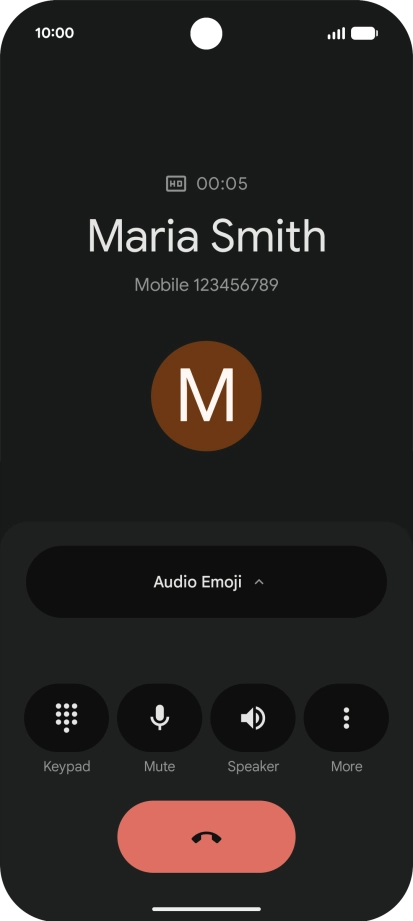 Press the end call icon.