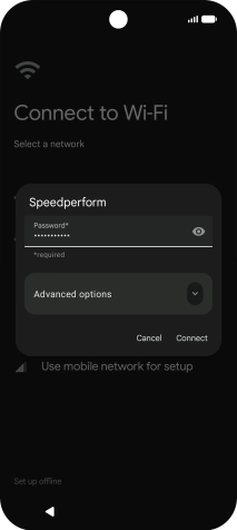 Key in the password for the Wi-Fi network and press Connect. Key in the password for the Wi-Fi network and press Connect.
