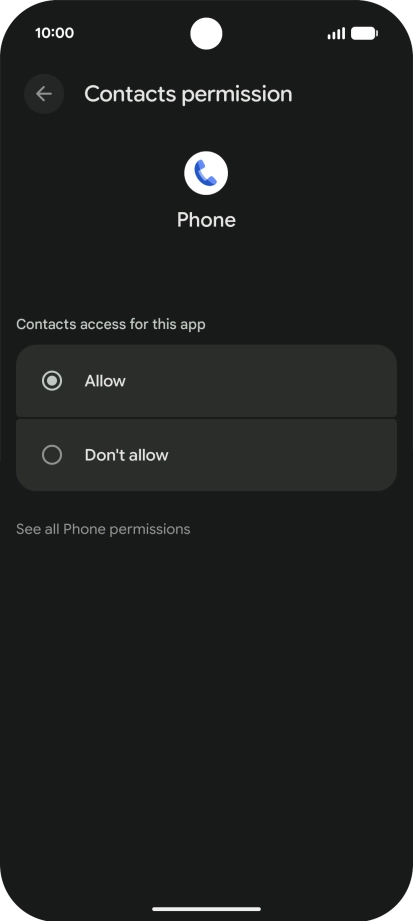 Press the required setting.