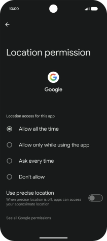 Press the required setting.