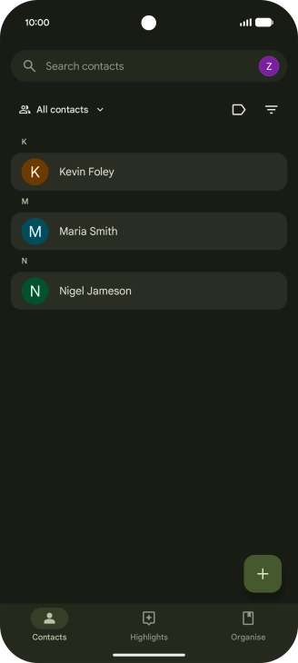 Press the new contact icon. Press the new contact icon.
