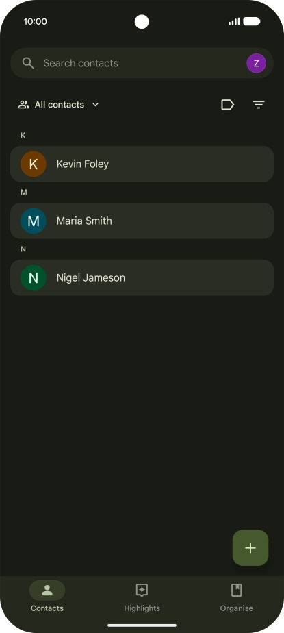 Press the new contact icon. Press the new contact icon.