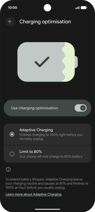 Press the required setting. Press the required setting.