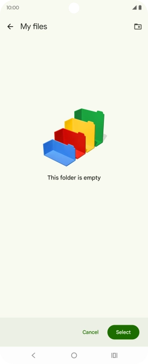 To create a new folder, press the new folder icon and follow the instructions on the screen to create a new folder.