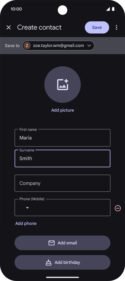 Press the field below 