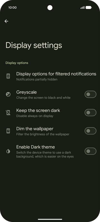 Press the required setting to turn display of the selected notification types on or off. Press the required setting to turn display of the selected notification types on or off.