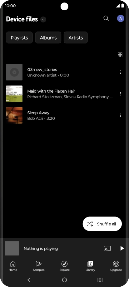 Press the required audio file. Press the required audio file.