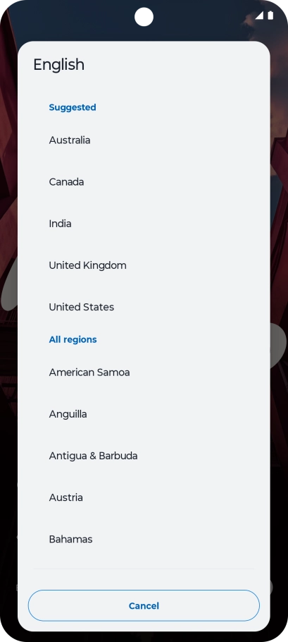 Press the required country or area.