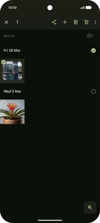 Press the required pictures or videos to select them. Press the required pictures or videos to select them.