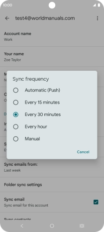 Press the required setting.