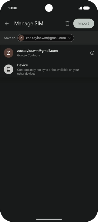 Press the required Google account.