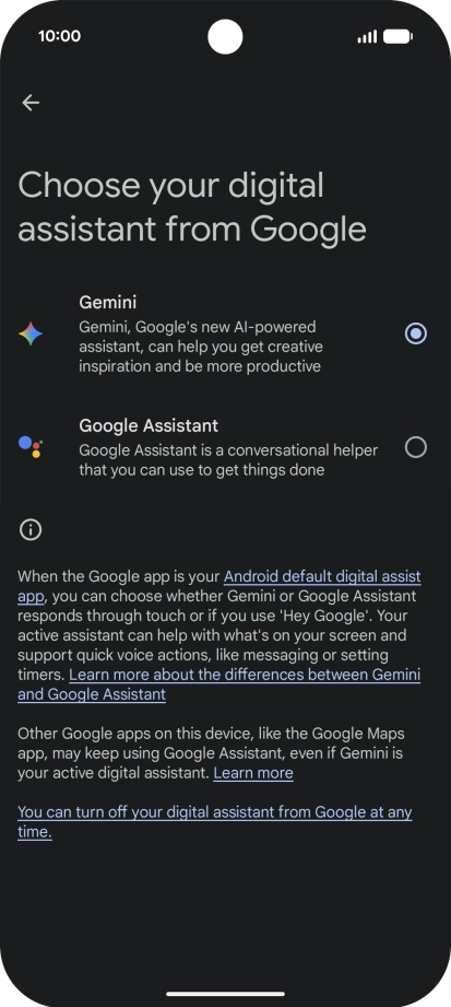 Press the required voice control assistant. Press the required voice control assistant.