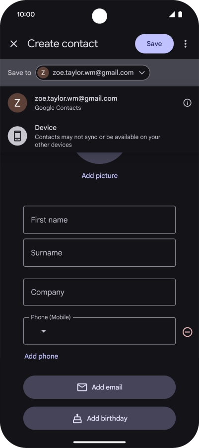 Press the required Google account.