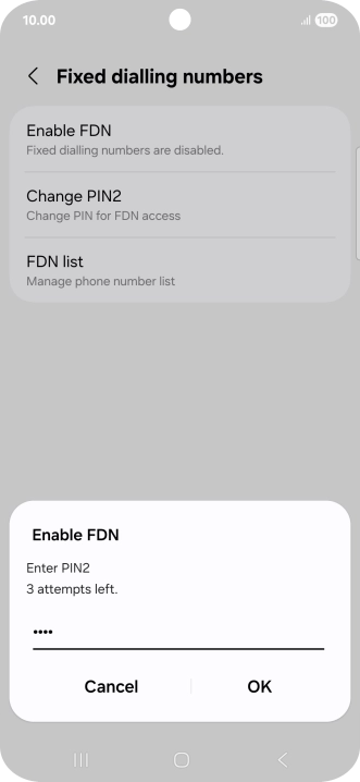 Key in your PIN2 and press OK.