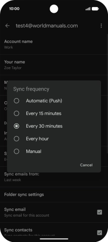 Press the required setting.