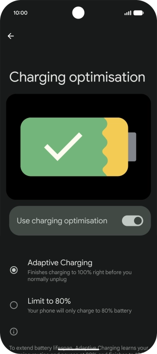 Press the required setting. Press the required setting.