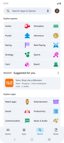 Press the search field.