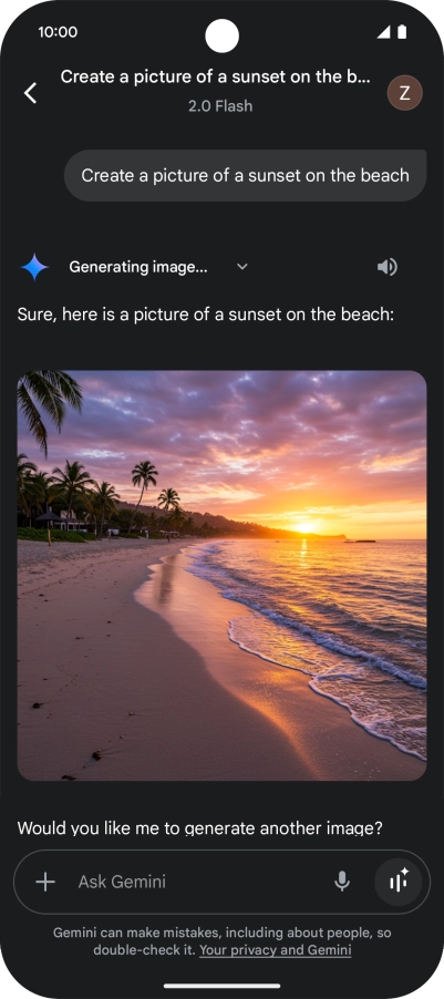 You can also ask Gemini to generate a picture based on your description.