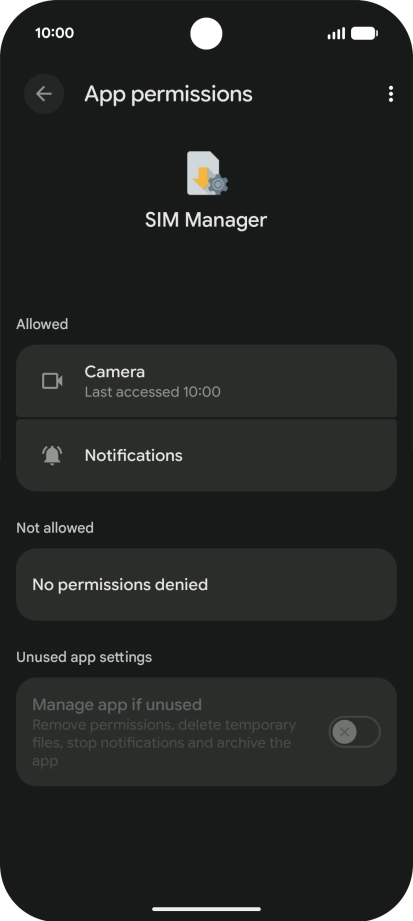 The app activity for the selected app is displayed.