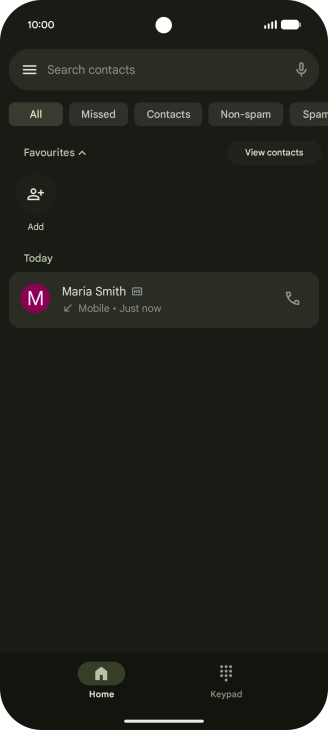 Press and hold the required contact. Press and hold the required contact.