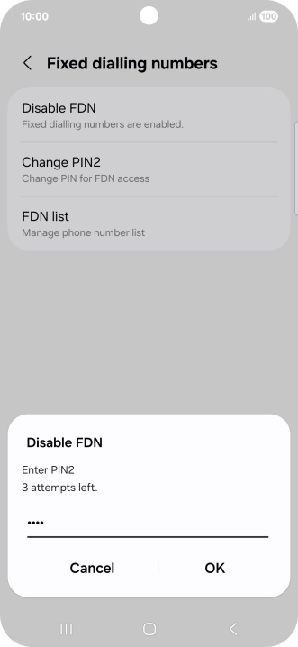 Key in your PIN2 and press OK.