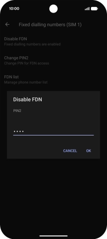 Key in your PIN2 and press OK. The default PIN2 is 1111.