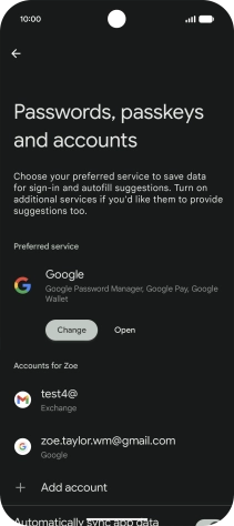 Press the required email account.