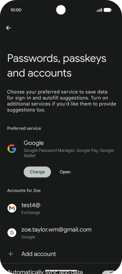Press the required email account.