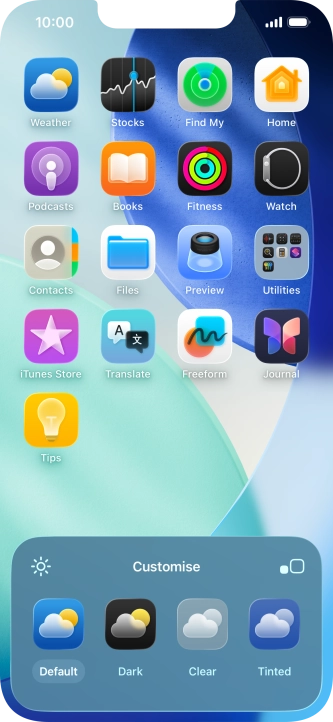 Press the required setting to select the size of app icons on the home screen.
