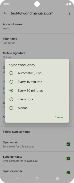 Press the required setting. Press the required setting.