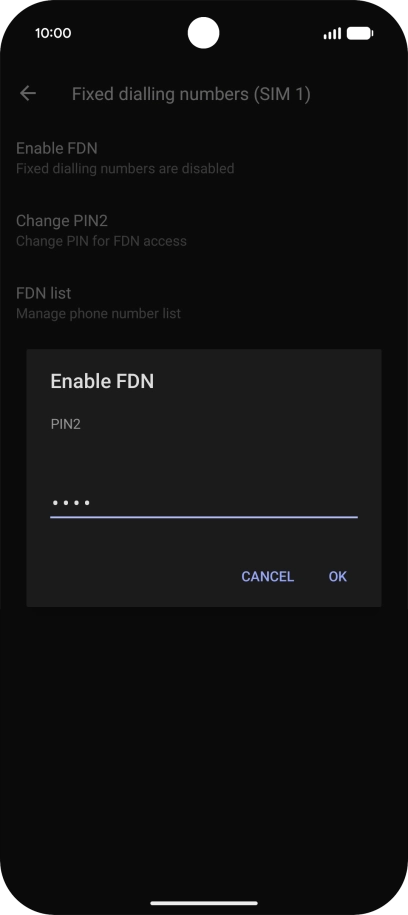 Key in your PIN2 and press OK. The default PIN2 is 1111.