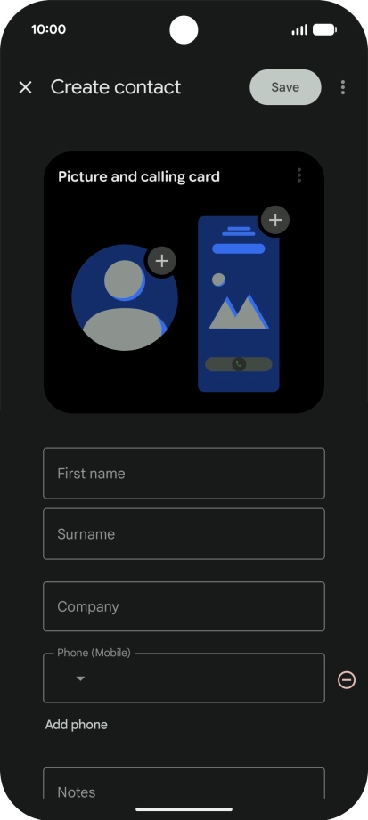 Press First name and key in the required first name. Press First name and key in the required first name.