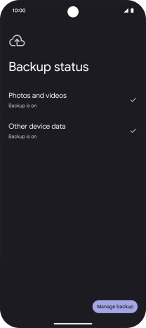 Press Manage backup. Press Manage backup.