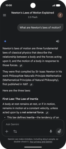 Transcription of the conversation with Gemini Live is now displayed. Transcription of the conversation with Gemini Live is now displayed.