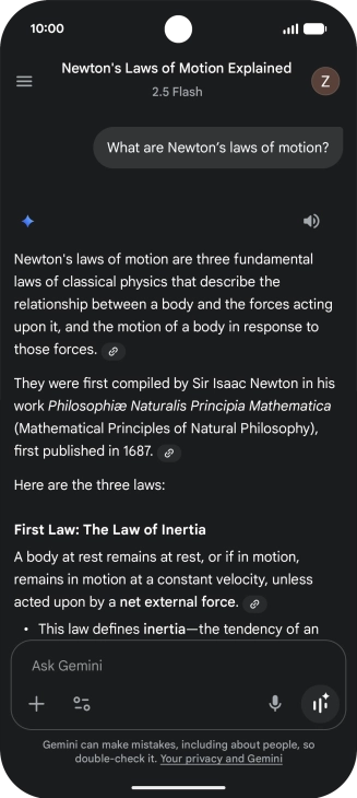 Transcription of the conversation with Gemini Live is now displayed. Transcription of the conversation with Gemini Live is now displayed.