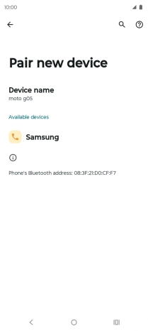 Press the required Bluetooth device and follow the instructions on the screen to pair the device with your phone.