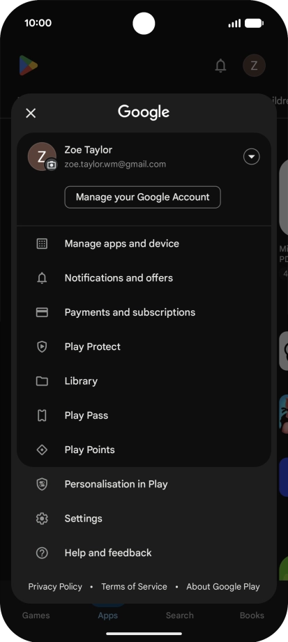 Press Manage apps and device. Press Manage apps and device.