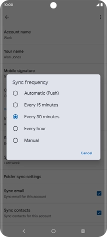 Press the required setting.