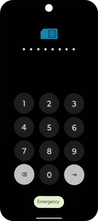 Key in the PUK and press arrow right.