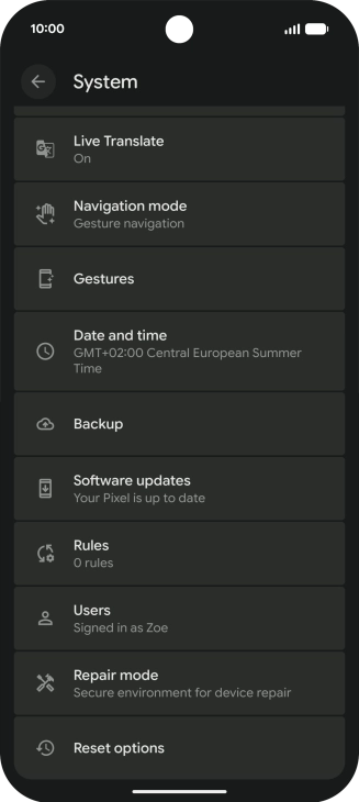 Press Reset options. Press Reset options.