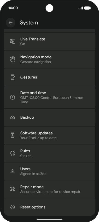 Press Reset options. Press Reset options.