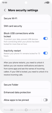 Press SIM card security. Press SIM card security.