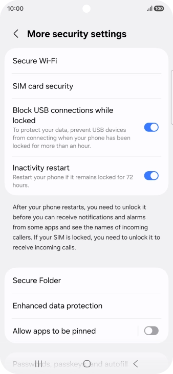 Press SIM card security. Press SIM card security.