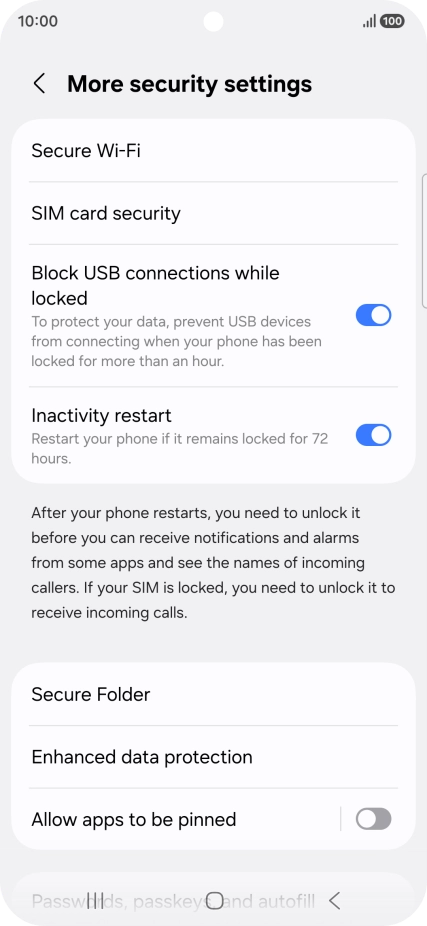 Press SIM card security. Press SIM card security.