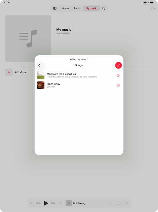 Go to the required category and press the add icon next to the required audio file.